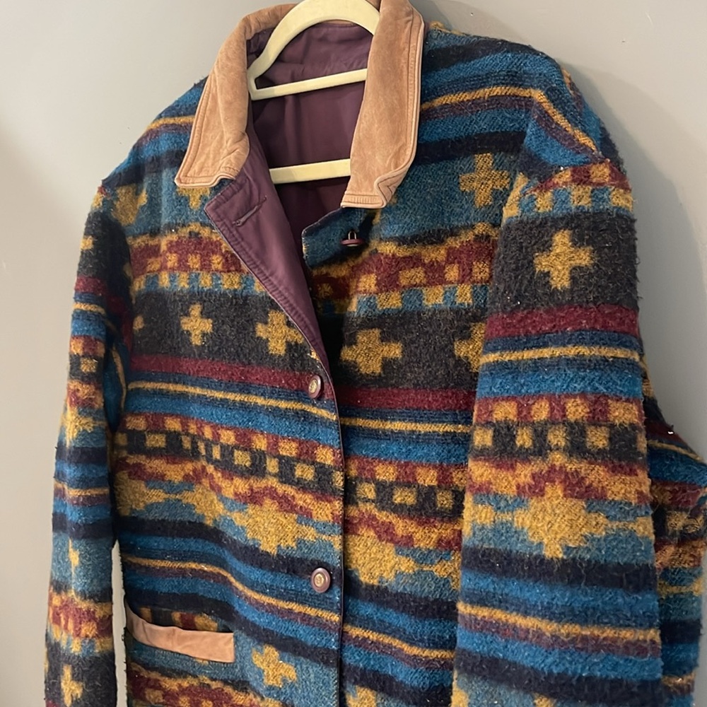 Vintage reversible Aztec Patterned Wool Jacket - image 1